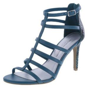 Christian Siriano Teal Strap Sandals Zip Heels 9.5